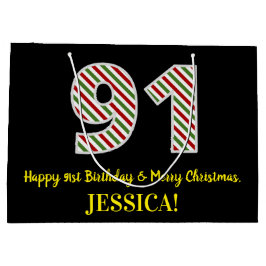 Sacola Para Presentes Grande Feliz aniversário do 91ruas e feliz Natal, nome pe