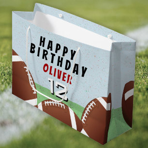 Sacola Para Presentes Grande Feliz Aniversário do American Football Balls Kids