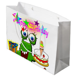 Sacola Para Presentes Grande Feliz Aniversário do Monstro do Presente