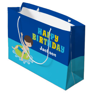 Sacola Para Presentes Grande Feliz aniversário Festa de Piscina Personalizada N