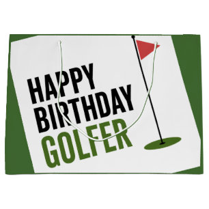 Sacola Para Presentes Grande Feliz Aniversário Golfista de Golfe