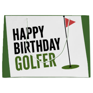 Sacola Para Presentes Grande Feliz Aniversário Golfista Feliz