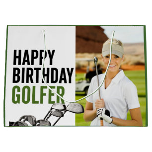 Sacola Para Presentes Grande Feliz Aniversário Golfista Feliz