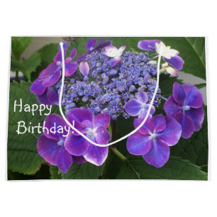 Sacola Para Presentes Grande Feliz aniversário Hydrangea Blossom