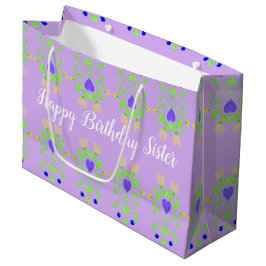 Sacola Para Presentes Grande Feliz aniversário Irmã Mauve Gift Bag
