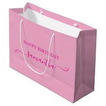 Feliz Aniversário Lindo Laço Assinatura Nome Rosa