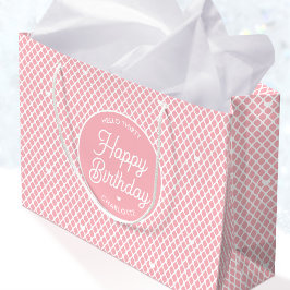 Sacola Para Presentes Grande Feliz Aniversário Nome Bonito Rosa Bonito Qualquer