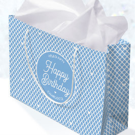 Sacola Para Presentes Grande Feliz Aniversário Nome Fofo Qualquer Idade Azul Bo