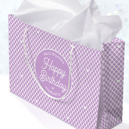 Sacola Para Presentes Grande Feliz Aniversário Nome Fofo Qualquer Idade Roxo Bo