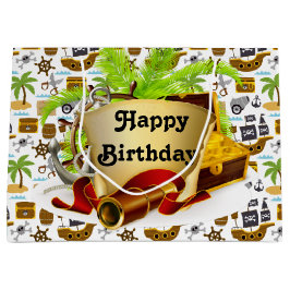 Sacola Para Presentes Grande Feliz Aniversário Pirata