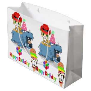 Sacola Para Presentes Grande Feliz Aniversário Presente Bag Hippopotamus