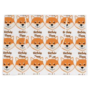 Sacola Para Presentes Grande Feliz Aniversário Shiba Inu Saco de Presente Origi
