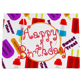 Sacola Para Presentes Grande Feliz aniversário Summertime Bar congelado