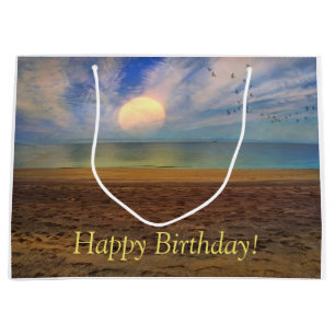 Sacola Para Presentes Grande Feliz aniversário Sunset Beach