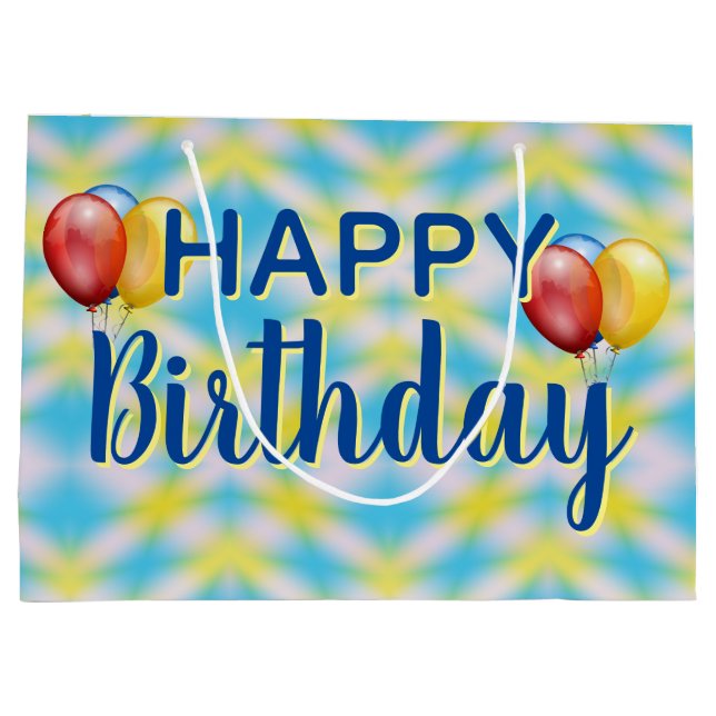 Sacola Para Presentes Grande Feliz Aniversário Tie Dye Reutilizável (Verso)
