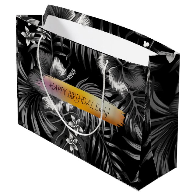 Sacola Para Presentes Grande Feliz aniversário - Trendência de Texto Personaliz (Verso inclinado)