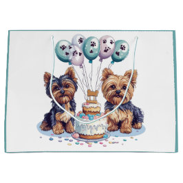 Sacola Para Presentes Grande Feliz aniversário Yorkie Dog
