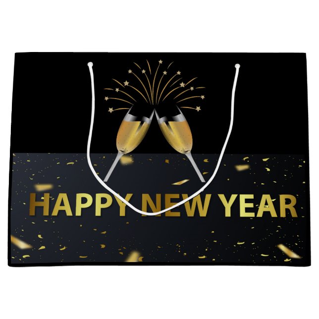 Sacola Para Presentes Grande Feliz ano novo (Frente)