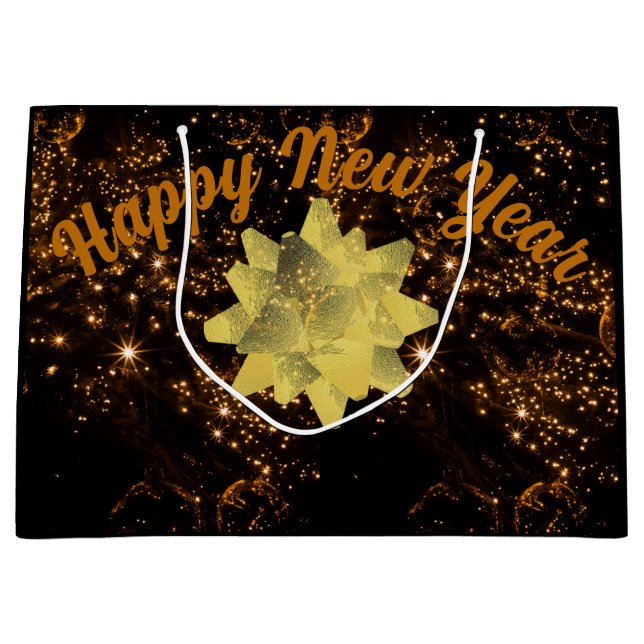 Sacola Para Presentes Grande Feliz ano novo (Frente)