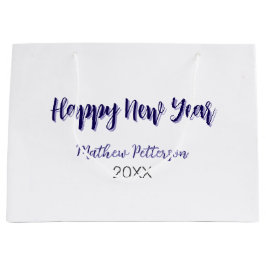 Sacola Para Presentes Grande Feliz ano novo roxo adicionar nome preto ano simpl