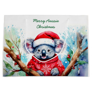 Sacola Para Presentes Grande Feliz Aussie Christmas Koala