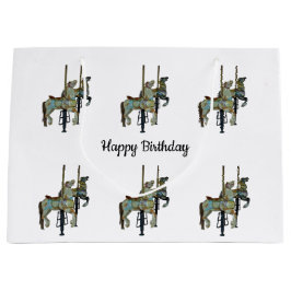 Sacola Para Presentes Grande Feliz bonito Percorre Cavalo Carrossel Padrão