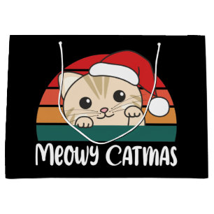 Sacola Para Presentes Grande Feliz Catmas Engraçado Gato Pun Grande Presente Ba