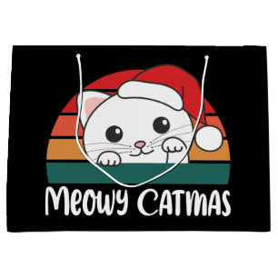 Sacola Para Presentes Grande Feliz Catmas Engraçado Gato Pun Grande Presente Ba