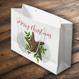 Sacola Para Presentes Grande Feliz da Flórida de Natal Dólares de Areia