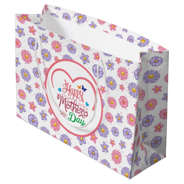 Sacola Para Presentes Grande Feliz Dia das Mães  (Verso inclinado)
