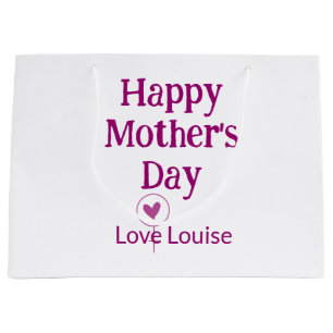 Sacola Para Presentes Grande Feliz dia das mães nome feminino mauve amor sinal