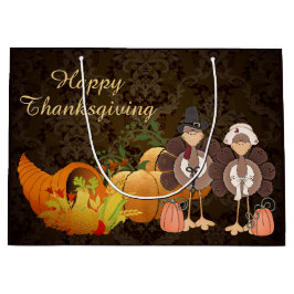 Sacola Para Presentes Grande Feliz Dia de Ação de Graças da Colheita de outono 