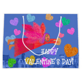 Sacola Para Presentes Grande Feliz dia de os namorados Angel e Hearts