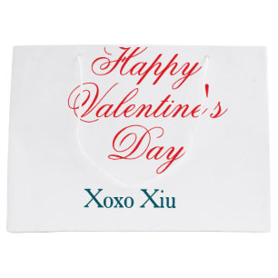 Sacola Para Presentes Grande Feliz dia dos namorados vermelho azul xoxo amor no