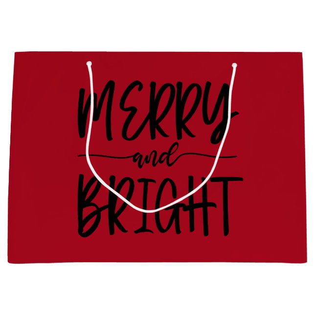 Sacola Para Presentes Grande Feliz e Bright - Script Elegante Vermelho (Frente)