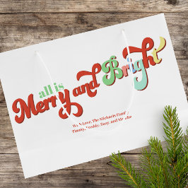 Sacola Para Presentes Grande Feliz e Natal Brilhante