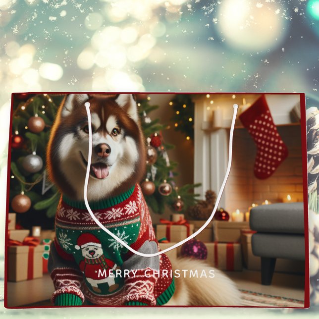 Sacola Para Presentes Grande Feliz Foto de Natal (Criador carregado)