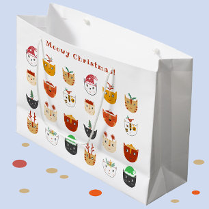 Sacola Para Presentes Grande Feliz Gato Feliz Feriados de Natal