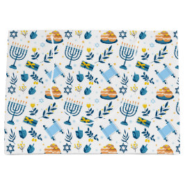 Sacola Para Presentes Grande Feliz Hanukkah Menorah Gift Bag