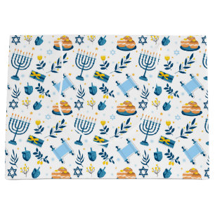 Sacola Para Presentes Grande Feliz Hanukkah Menorah Gift Bag