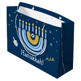 Sacola Para Presentes Grande Feliz Hanukkah Menorah Rainbow