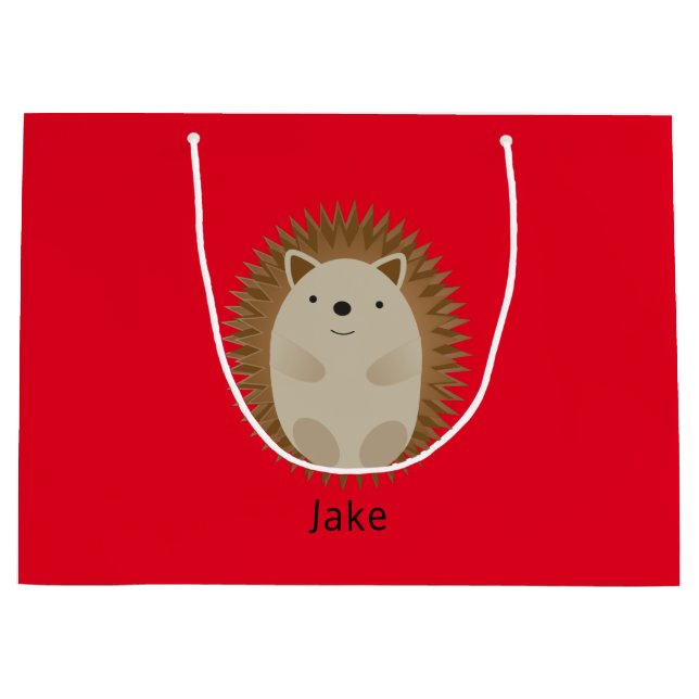 Sacola Para Presentes Grande Feliz Hedgehog Grande Gift Bag Vermelho (Frente)
