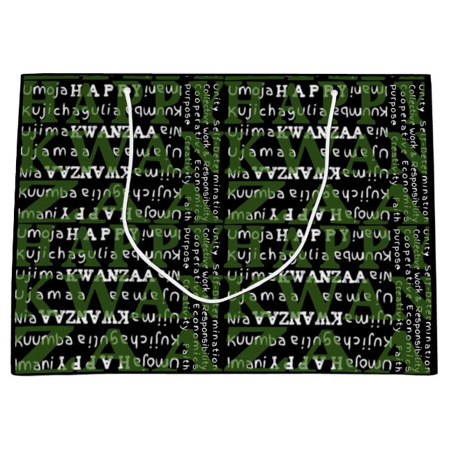 Sacola Para Presentes Grande Feliz Kwanzaa (Frente)
