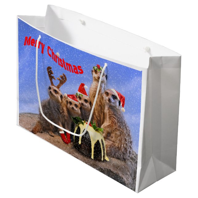 Sacola Para Presentes Grande Feliz Meerkats Large Gift Bag (Frente inclinada)