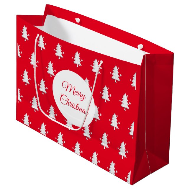 Sacola Para Presentes Grande Feliz Natal Árvore Padrão Vermelho Dom Bag (Frente inclinada)