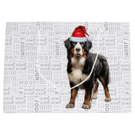 Sacola Para Presentes Grande Feliz Natal Bernese Mountain Dog Lover