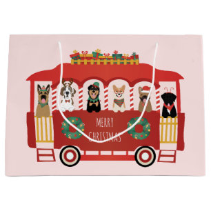 Sacola Para Presentes Grande Feliz Natal Cães Feriado Trolly