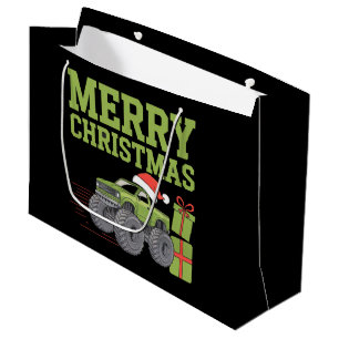 Sacola Para Presentes Grande Feliz Natal Caminhão Monstro Meninos Crianças Nata