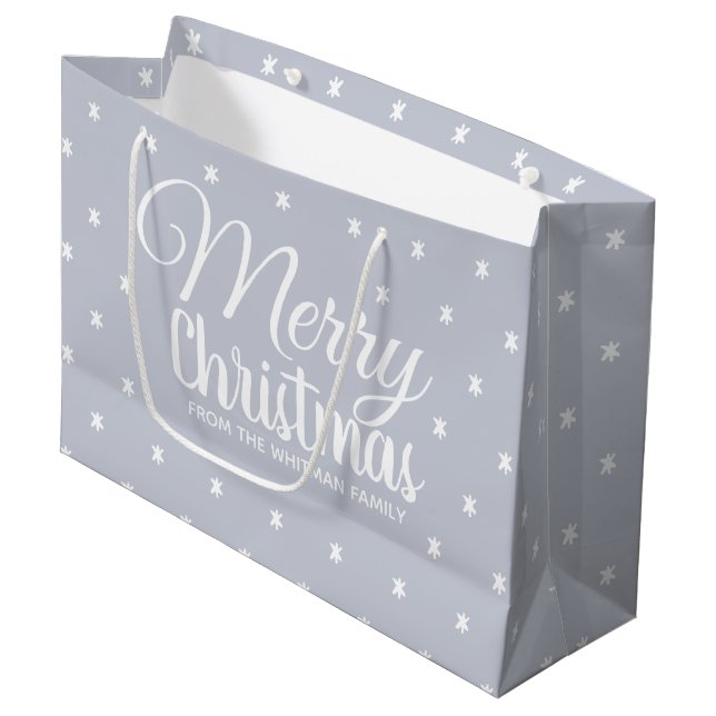 Sacola Para Presentes Grande Feliz Natal Cinza (Frente inclinada)