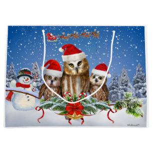 SACOLA PARA PRESENTES GRANDE FELIZ NATAL DA CORUJA DOS E.U.!